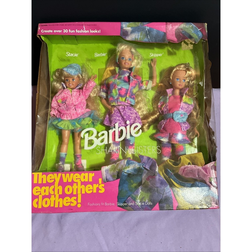 Mattel Sharin' Sisters Barbie, Skipper & Stacie Fashion Doll Set, 1990s‎